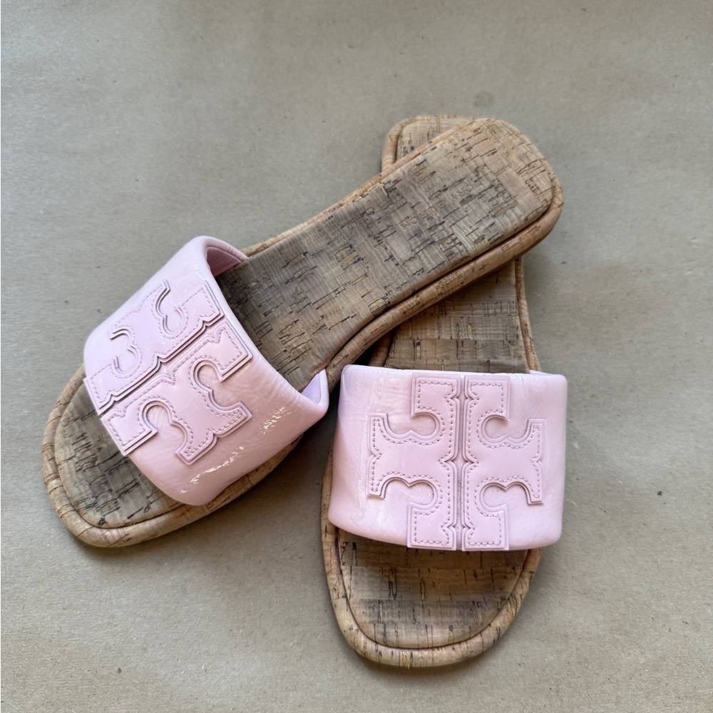 Tory Burch Light Pink Patent Slide Sandals
